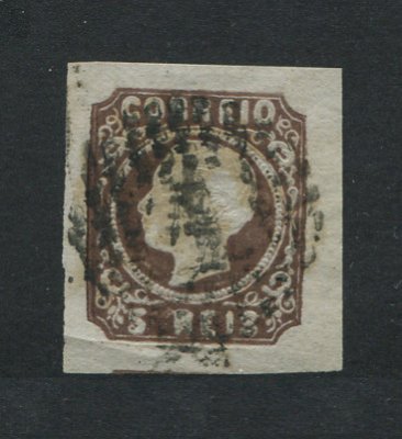 1862/4 - Afinsa nº 14. D. Luís I.Selo de 5 reis usado. Boas margens mas apresenta um pequeno vinco. EXEMPLAR de 2ª ESCOLHA.