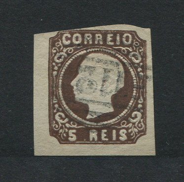 1862/4 - Afinsa nº 14. D. Luís I.Selo de 5 reis usado. Boas margens mas irregulares. Em boas condições. Carimbo nº 112 - Viseu. EXEMPLAR de 2ª ESCOLHA.