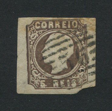 1862/4 - Afinsa nº 14. D. Luís I.Selo de 5 reis usado. Boas margens mas irregulares. Ligeira sujidade. Carimbo nº 56 - Braga. EXEMPLAR de 2ª ESCOLHA.