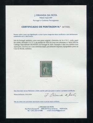 1928 - Afinsa nº 465d. Ceres com sobretaxa. Selo de 16c/32c novo, COM CHARNEIRA (*) e goma original. SOBRETAXA DUPLA. Com CERTIFICADO DE PERITAGEM (CERTIFICATE). Em boas condições.