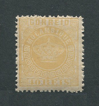 1881 - Afinsa nº 13a. Tipo Coroa. Selo de 40r novo SEM CHARNEIRA (**) e com goma original. Denteado 12 1/2. Em boas condições.