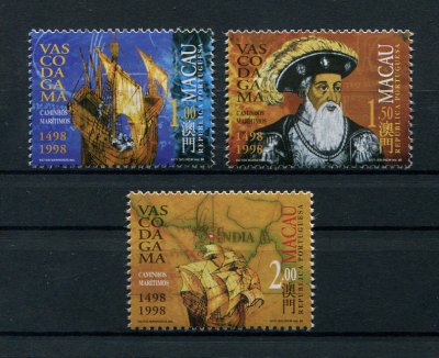1998 - Afinsa nº 956/958. Vasco da Gama 1498-1998. Série completa nova SEM CHARNEIRA (**) e com goma original. ISOLADOS (ser ser em tira). Em boas condições.