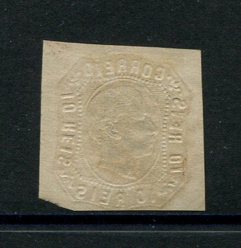 1862/4 - Afinsa nº 15. D. Luís I.Selo de 10 reis usado. Margens pequenas. Em boas condições. EXEMPLAR DE 2ª ESCOLHA.
