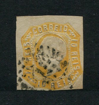 1862/4 - Afinsa nº 15. D. Luís I.Selo de 10 reis usado. Boas margens mas apresenta um pequeno vinco. EXEMPLAR DE 2ª ESCOLHA.