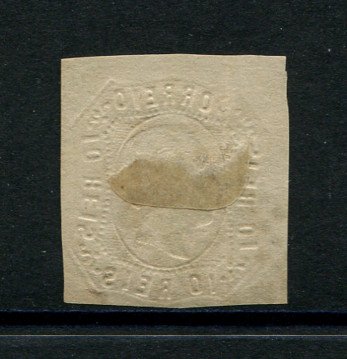 1862/4 - Afinsa nº 15. D. Luís I.Selo de 10 reis usado. Boas margens mas apresenta um pequeno vinco. EXEMPLAR DE 2ª ESCOLHA.
