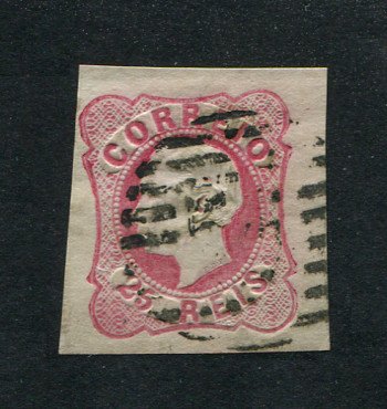 1862/4 - Afinsa nº 16. D. Luís I. Selo de 25 reis usado. Boas margens. Em boas condições. EXEMPLAR NORMAL.