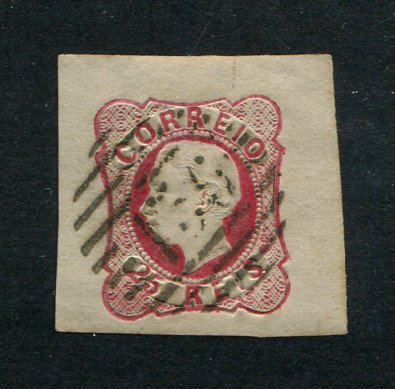 1862/4 - Afinsa nº 16. D. Luís I.Selo de 25 reis usado. Boas margens mas apresenta o cunho ligeiramente aberto. Carimbo nº 136 - Santarém. EXEMPLAR DE 2ª ESCOLHA.