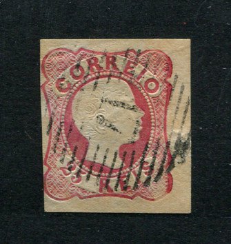 1862/4 - Afinsa nº 16. D. Luís I.Selo de 25 reis usado. Boas margens mas apresenta transparências. Carimbo nº 17 - Caldas da Rainha. EXEMPLAR DE 2ª ESCOLHA.