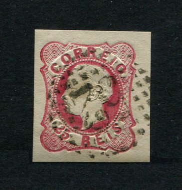 1862/4 - Afinsa nº 16. D. Luís I.Selo de 25 reis usado. Boas margens mas apresenta uma pequena transparência. EXEMPLAR DE 2ª ESCOLHA.