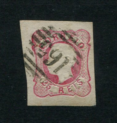 1862/4 - Afinsa nº 16. D. Luís I.Selo de 25 reis usado. Boas margens mas apresenta o cunho ligeiramente aberto. Carimbo nº 165 - Elvas. EXEMPLAR DE 2ª ESCOLHA.