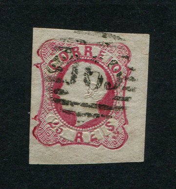 1862/4 - Afinsa nº 16. D. Luís I.Selo de 25 reis usado. Boas margens mas apresenta o cunho ligeiramente aberto. Carimbo nº 165 - Elvas. EXEMPLAR DE 2ª ESCOLHA.