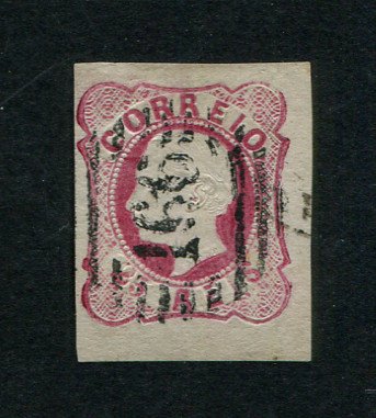 1862/4 - Afinsa nº 16. D. Luís I.Selo de 25 reis usado. Boas margens mas apresenta o cunho ligeiramente aberto. Carimbo nº 166 - Évora. EXEMPLAR DE 2ª ESCOLHA.