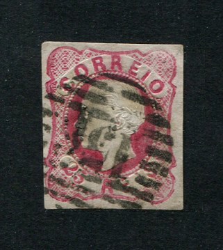 1862/4 - Afinsa nº 16. D. Luís I.Selo de 25 reis usado. Margens pequenas. Em boas condições. Carimbo nº 156 - Tomar. EXEMPLAR DE 2ª ESCOLHA.