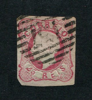 1862/4 - Afinsa nº 16. D. Luís I.Selo de 25 reis usado. Margens pequenas. Em boas condições. Carimbo nº 137 - Abrantes. EXEMPLAR DE 2ª ESCOLHA.
