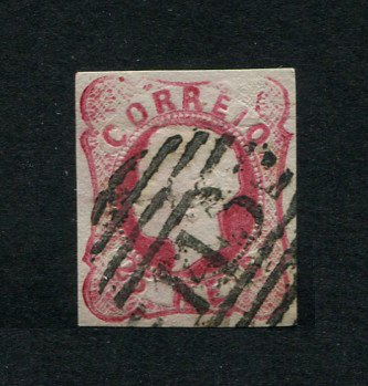 1862/4 - Afinsa nº 16. D. Luís I.Selo de 25 reis usado. Margens pequenas. Apresenta o cunho ligeiramente aberto. Carimbo nº 145 - Covilhã. EXEMPLAR DE 2ª ESCOLHA.