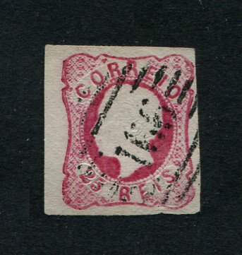 1862/4 - Afinsa nº 16. D. Luís I.Selo de 25 reis usado. Margens pequenas. Em boas condições. Carimbo nº 166 - Évora. EXEMPLAR DE 2ª ESCOLHA.