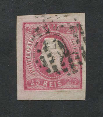 1866/7 - Afinsa nº 22. D. Luís I, fita curva. EXEMPLAR DE LUXO. Selo de 25 reis usado. Boas margens. Em boas condições.