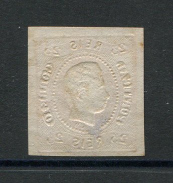1866/7 - Afinsa nº 22. D. Luís I, fita curva. Selo de 25 reis usado. Boas margens. Em boas condições. EXEMPLAR NORMAL.