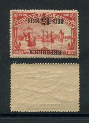 1911 - Afinsa nº 185a. 4º Centenário do Descobrimento Maritimo para a India. Com sobrecarga REPUBLICA. Selo de 15r/5r novo SEM CHARNEIRA (**) e com goma original. SOBRECARGA INVERTIDA. Em boas condições.