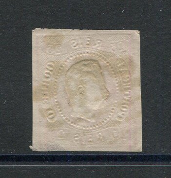 1866/7 - Afinsa nº 22. D. Luís I, fita curva.Selo de 25 reis usado. Margens pequenas. Apresenta uma pequena transparência. Carimbo nº 81 - Alcobaça (2º REFORMA). EXEMPLAR DE 2ª ESCOLHA.