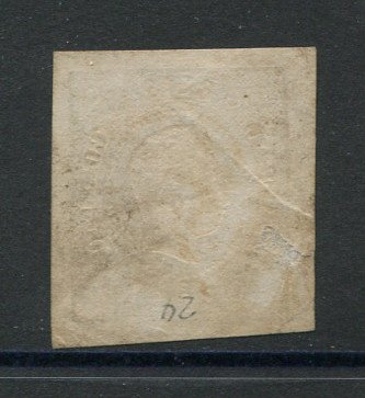 1866/7 - Afinsa nº 25a. D. Luís I, fita curva.Selo de 100 reis usado. Tipo Ia. Boas margens. Apresenta um pequeno vinco e uma pequena transparência. EXEMPLAR DE 2ª ESCOLHA.