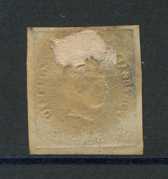 1866/7 - Afinsa nº 26. D. Luís I, fita curva.Selo de 120 reis usado. Margens pequenas. Em boas condições. Carimbo nº 165 - Elvas. EXEMPLAR DE 2ª ESCOLHA.
