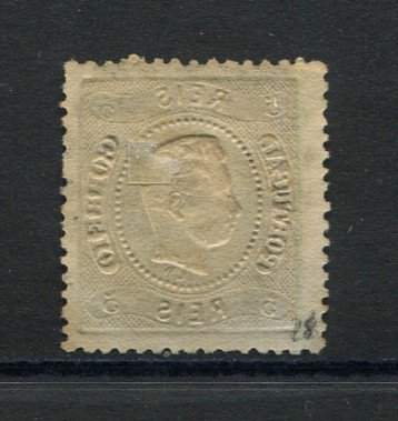 1867/70 - Afinsa nº 27. D. Luís I, fita curva denteado. Selo de 5 reis usado. Em boas condições.