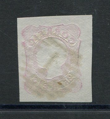 1856/8 - Afinsa nº 13. D. Pedro V. Cabelos anelados.Selo de 25 reis usado. Boas margens mas apresenta o cunho ligeiramente aberto. EXEMPLAR DE 2ª ESCOLHA.