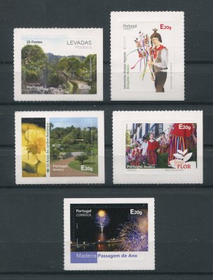 2016 - Afinsa nº 4737/4741. Madeira - SELOS AUTOADESIVOS (3º grupo). Série completa nova sem charneira. Em boas condições.
