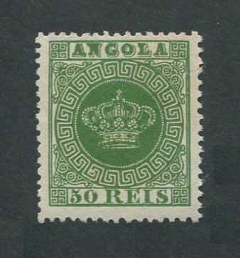 1870 - Afinsa nº 6. Coroa. Selo de 50 reis novo, SEM GOMA. Denteado 12 1/2, papel fino. Em boas condições.