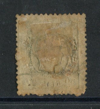 1867/70 - Afinsa nº 31. D. Luís I, fita curva denteado.Selo de 50 reis usado. Carimbo nº 172 - Elvas (2ª Reforma). Vários defeitos.