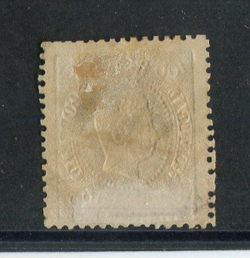 1867/70 - Afinsa nº 33. D. Luís I, fita curva denteado. Selo de 100 reis usado. Em boas condições.