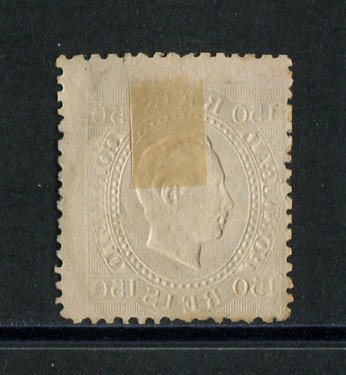 1870/6 - Afinsa nº 45. D. Luis I, fita direita. Selo de 150 reis usado. Papel liso, denteado 12 1/2. Ligeiramente descentrado mas em boas condições.