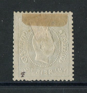 1867/70 - Afinsa nº 34. D. Luís I, fita curva denteado. Selo de 120 reis usado. Em boas condições.