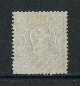 1867/70 - Afinsa nº 34. D. Luís I, fita curva denteado. Selo de 120 reis usado. Em boas condições.