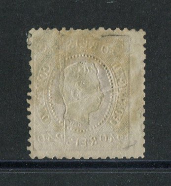 1867/70 - Afinsa nº 35. D. Luís I, fita curva denteado.Selo de 240 reis usado. Apresenta o cunho partido.