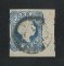 1855/56 - Afinsa nº 6. D. Pedro V, cabelos lisos.Selo de 25 reis usado. Boas margens. Apresenta uma pequena transparência e um vinco. EXEMPLAR DE 2ª ESCOLHA.