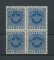 1870 - Afinsa nº 5. Tipo Coroa. Selos de 40 reis EM QUADRA. Novos sem goma como usual. AZUL. Denteado 12 1/2. Em boas condições.