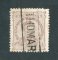 1882/83 - Afinsa nº 57d. D. Luis I de frente. Selo de 25 reis usado. Papel liso, denteado 12 1/2. CARIMBO NOMINATIVO - THOMAR (TOMAR). Tem o denteado irregular.