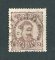 1882/83 - Afinsa nº 57e. D. Luis I de frente. Selo de 25 reis usado. Papel liso, denteado 13 1/2. CARIMBO DE FAMALICÃO. Pequena transparência.
