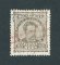 1882/83 - Afinsa nº 57e. D. Luis I de frente. Selo de 25 reis usado. Papel liso, denteado 13 1/2. Com MARCA TELEGRÁFICA A VERMELHO. Tem um vinco.