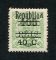1925 - Afinsa nº 250b. D. Carlos com sobretaxa. Selo de 40c/400r/80r novo SEM CHARNEIRA (**) e com goma original. "A" de "REPUBLICA" SUBIDO. Em boas condições.