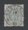 1880/81 - Afinsa nº 53. D. Luis I, de perfil. Selo de 25 reis usado. Papel liso, denteado 12 1/2. CARIMBO DE SANTARÉM. Pequeno vinco.