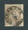 1882/83 - Afinsa nº 57d. D. Luis I de frente. Selo de 25 reis usado. Papel liso, denteado 12 1/2. CARIMBO DE GUIMARÃES. Pequena transparência.