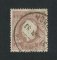 1870/6 - Afinsa nº 38J. D. Luis I, fita direita.Selo de 15 reis usado. Papel porcelana, denteado 13 1/2. Pequena transparência e alguns vincos.