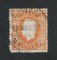 1870/6 - Afinsa nº 42i. D. Luís I, fita direita.Selo de 80 reis usado. Papel porcelana, denteado 12 1/2. Carimbo de S. João da Madeira. Canto curto e pequena transparência.