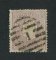 1870/6 - Afinsa nº 43. D. Luis I, fita direita.Selo de 100 reis usado. Papel liso, denteado 12 1/2. Denteado irregular.