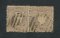 1870/6 - Afinsa nº 43. D. Luis I, fita direita.Selos de 100 reis EM PAR. Usados. Papel liso, denteado 12 1/2. Pequenos defeitos.