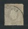 1870/6 - Afinsa nº 43b. D. Luis I, fita direita.Selo de 100 reis usado. Papel liso, denteado 13 1/2. Carimbo do Funchal. Vários defeitos.