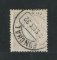 1870/6 - Afinsa nº 43F. D. Luis I, fita direita.Selo de 100 reis usado. Papel porcelana, denteado 12 1/2. Carimbo do Funchal. Pequena transparência.